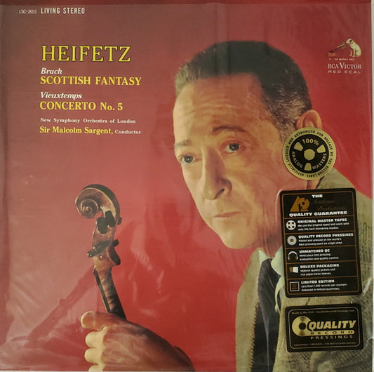 Heifetz*, Bruch*, Vieuxtemps*, New Symphony Orchestra Of London*, Sir Malcolm Sargent : Scottish Fantasy · Concerto No. 5 (LP, Ltd, RE, RM, 180)