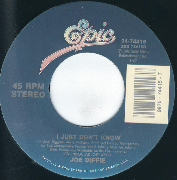 Joe Diffie : Next Thing Smokin' (7", Single)