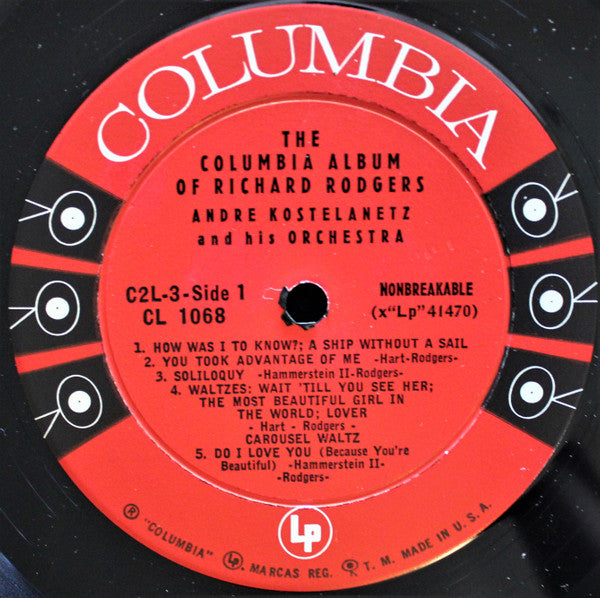 Andre Kostelanetz And His Orchestra* : The Columbia Album Of Richard Rodgers (2xLP, Album, Mono, Gat)