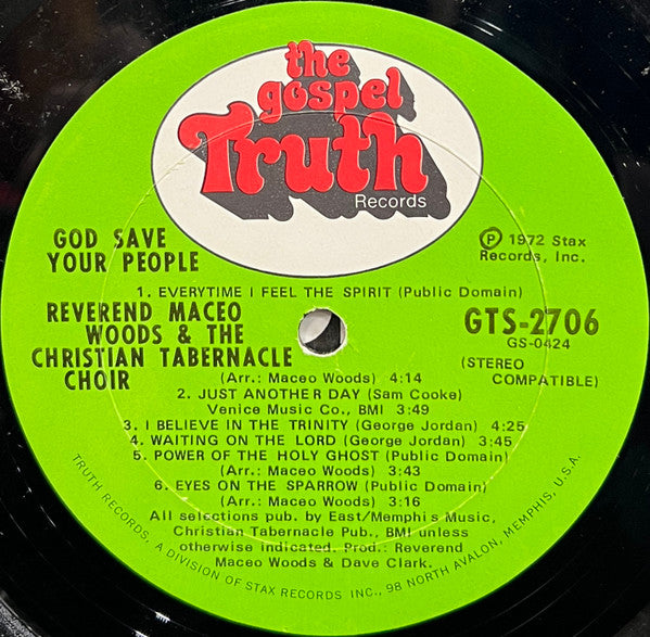 Reverend Maceo Woods* & The Christian Tabernacle Concert Choir : God Save Your People (LP, Album, ARP)