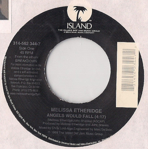 Melissa Etheridge : Angels Would Fall (7", Single)