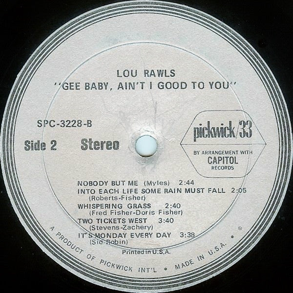 Lou Rawls : Gee Baby, Ain't I Good To You (LP, Album, RE)