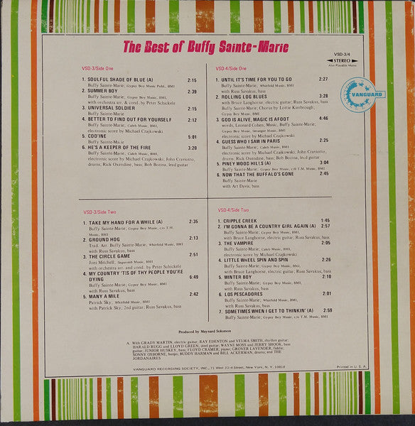 Buffy Sainte-Marie : The Best Of Buffy Sainte-Marie (2xLP, Comp, Pit)