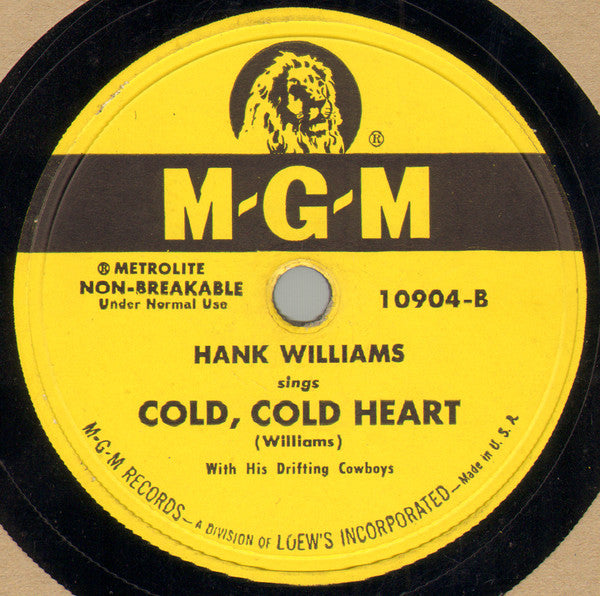 Hank Williams With His Drifting Cowboys : Dear John / Cold, Cold Heart (10")