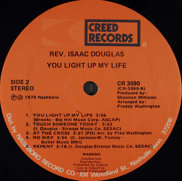 Rev. Isaac Douglas : You Light Up My Life (LP)