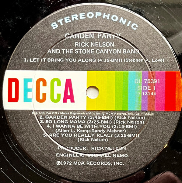 Rick Nelson & The Stone Canyon Band : Garden Party (LP, Album, Ter)