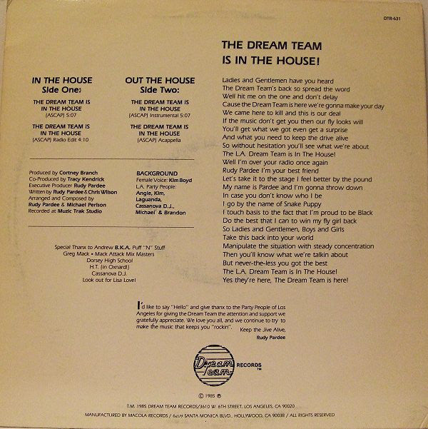 The Dream Team* : The Dream Team Is In The House! (12", Pic)