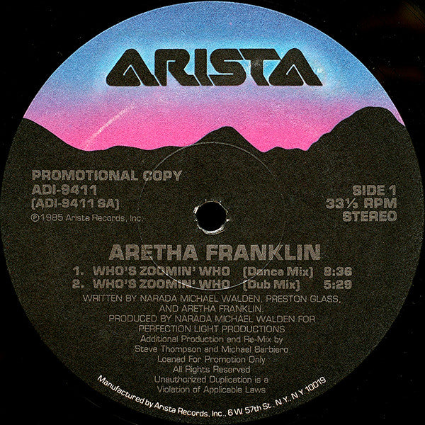 Aretha Franklin : Who's Zoomin' Who (12", Promo)