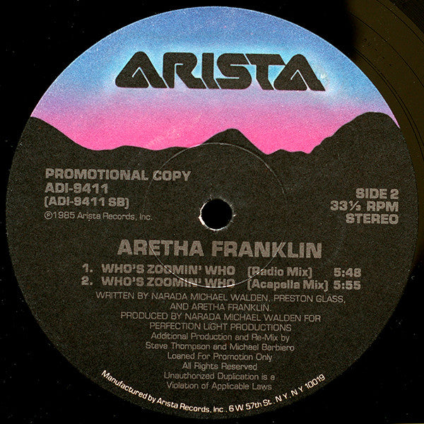 Aretha Franklin : Who's Zoomin' Who (12", Promo)