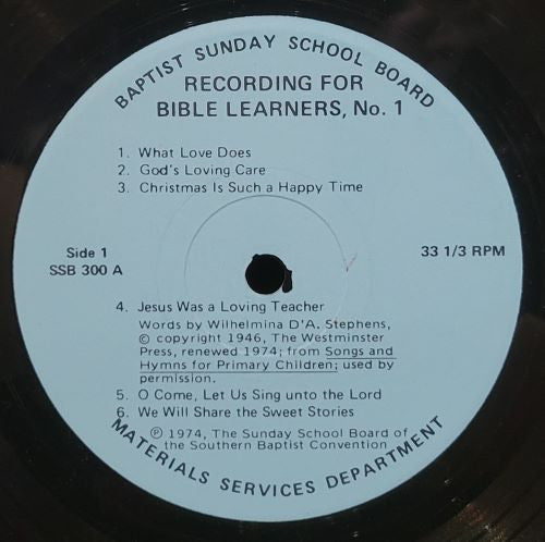 Unknown Artist : Recordings For Bible Learners, No. 1 (7", EP)