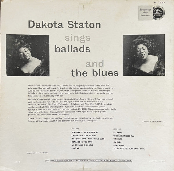 Dakota Staton : Sings Ballads And The Blues (LP, Album, Los)