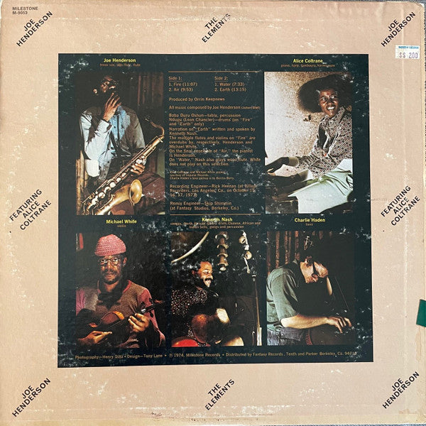 Joe Henderson Featuring Alice Coltrane : The Elements (LP, Album)