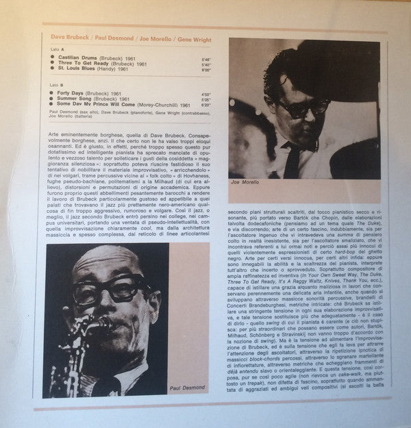 Dave Brubeck / Paul Desmond / Joe Morello / Gene Wright* : I Giganti Del Jazz Vol. 40 (LP, Comp)