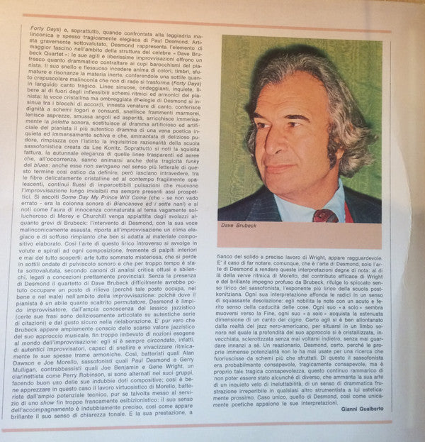 Dave Brubeck / Paul Desmond / Joe Morello / Gene Wright* : I Giganti Del Jazz Vol. 40 (LP, Comp)