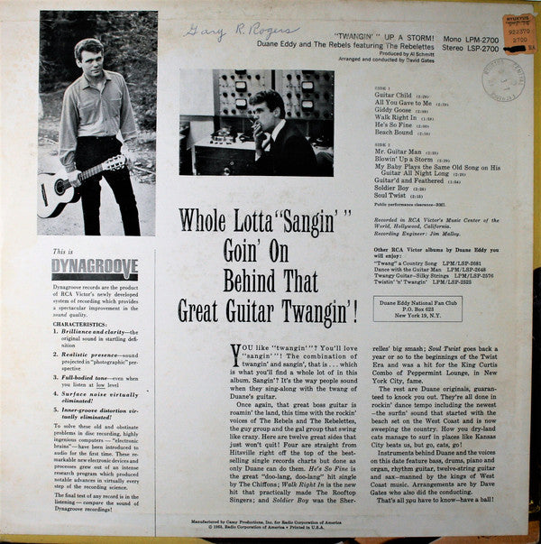 Duane Eddy, Duane Eddy And The Rebels Featuring The Rebelettes : "Twangin'" Up A Storm! (LP, Album)