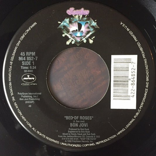Bon Jovi : Bed Of Roses (7", Single, Spe)