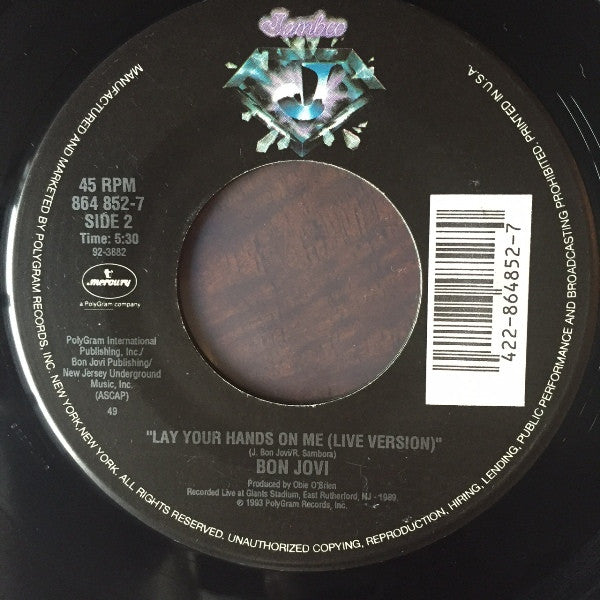 Bon Jovi : Bed Of Roses (7", Single, Spe)