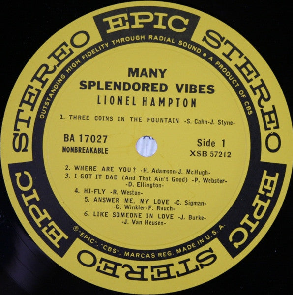 Lionel Hampton : Many Splendored Vibes (LP, Album)