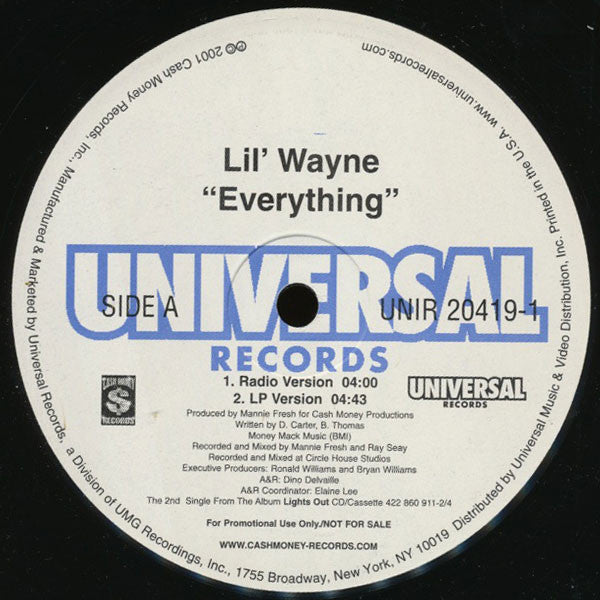 Lil Wayne : Everything (12", Promo)