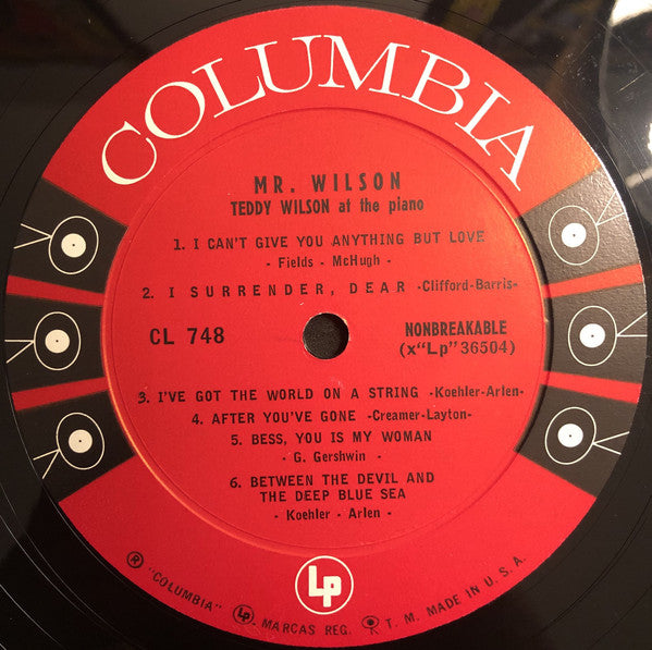 Teddy Wilson : Mr. Wilson (The Fabulous Teddy Wilson At The Piano) (LP, Comp, Mono)