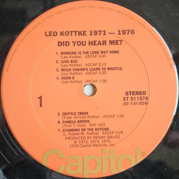 Leo Kottke : 1971-1976 "Did You Hear Me?" (LP, Comp, Club, San)