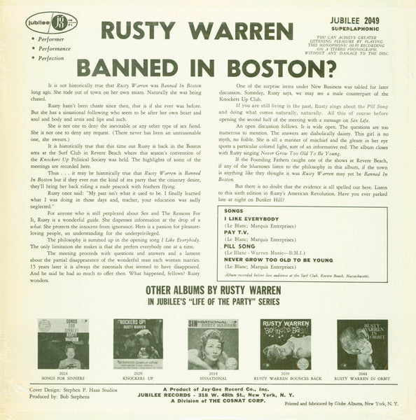 Rusty Warren : Banned In Boston? (LP, Album, Mono, Bel)
