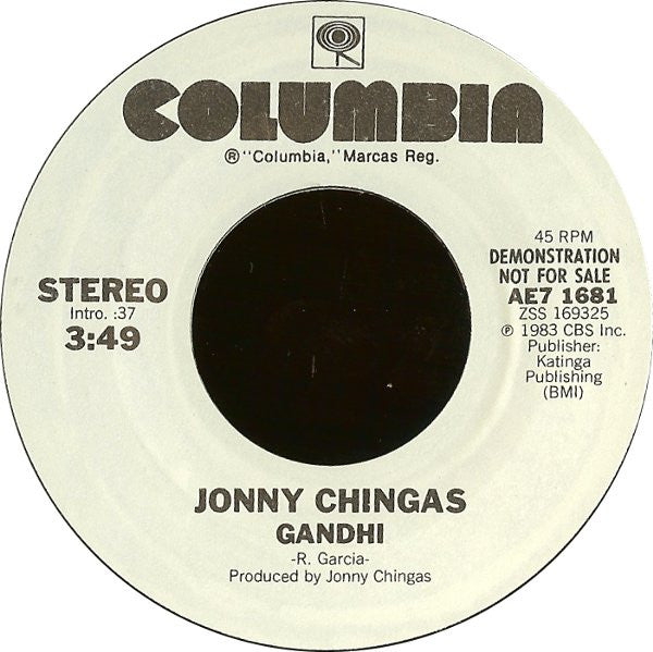 Jonny Chingas : Gandhi (7", Promo, Styrene)
