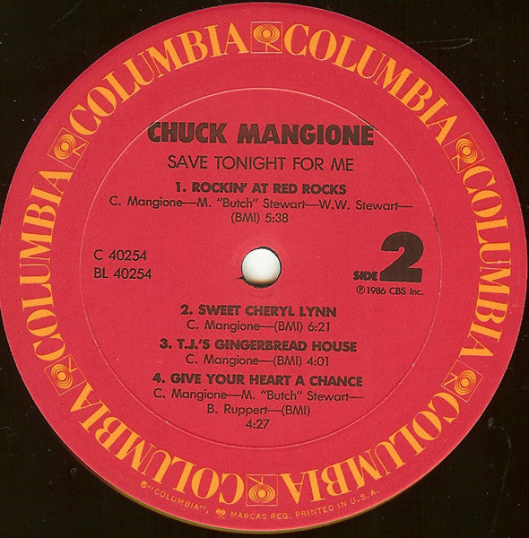Chuck Mangione : Save Tonight For Me (LP, Album, Pit)