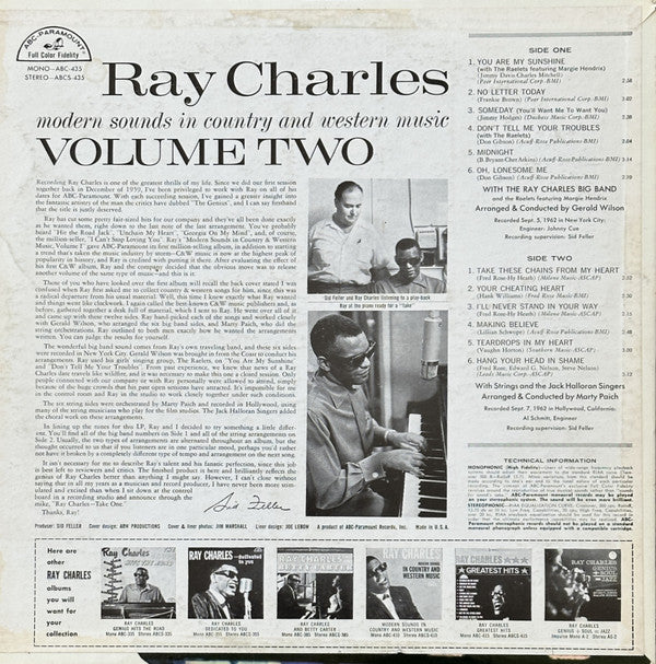 Ray Charles : Modern Sounds In Country And Western Music (Volume Two) (LP, Album, Mono)
