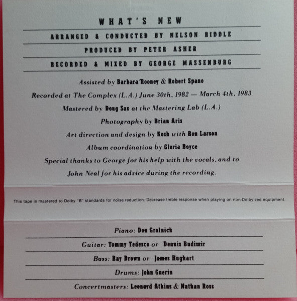 Linda Ronstadt & The Nelson Riddle Orchestra* : What's New (Cass, Album, Club, Dol)