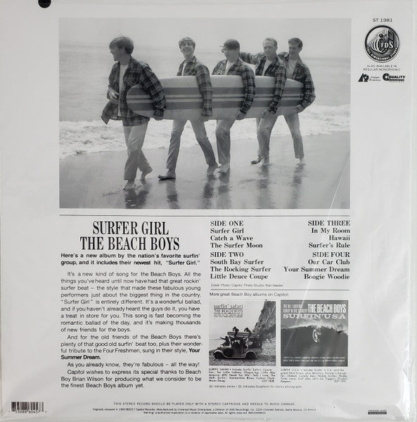 The Beach Boys : Surfer Girl (2xLP, Album, RE, RM, 180)