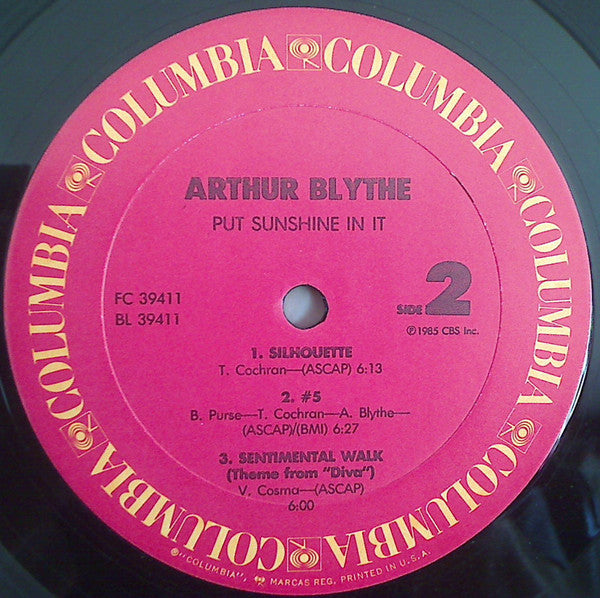 Arthur Blythe : Put Sunshine In It (LP, Album)