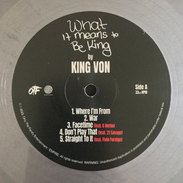 King Von : What It Means To Be King (2xLP, Album, Sil)