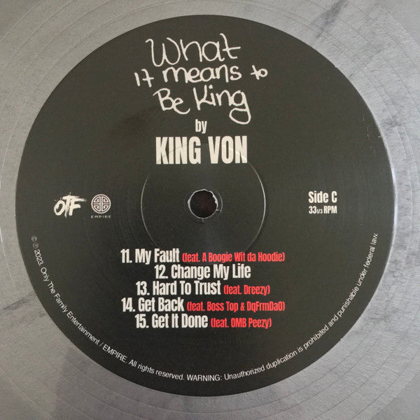 King Von : What It Means To Be King (2xLP, Album, Sil)