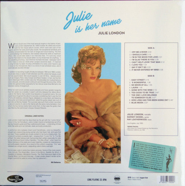 Julie London : Julie Is Her Name (LP, Album, Mono, Ltd, Num, RE, RM, 180)