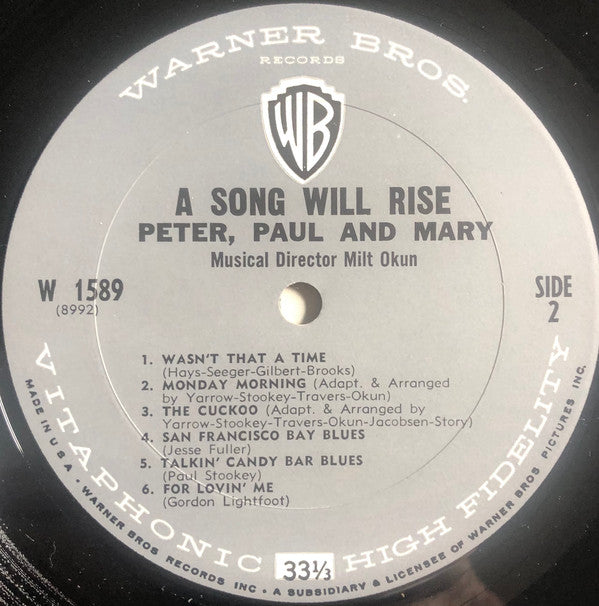 Peter, Paul & Mary : A Song Will Rise (LP, Album, Mono, Ter)