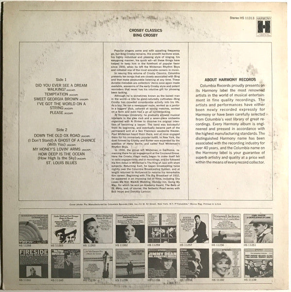 Bing Crosby : Crosby Classics (LP, Comp)