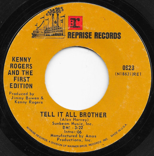 Kenny Rogers & The First Edition : Tell It All Brother / Just Remember You're My Sunshine (7", Single, Ter)