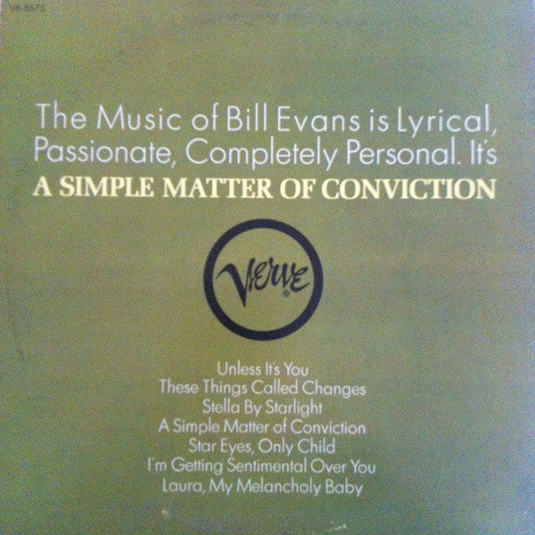 Bill Evans, Shelly Manne, Eddie Gomez : A Simple Matter Of Conviction (LP, Album, Gat)