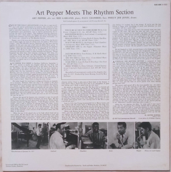 Art Pepper : Art Pepper Meets The Rhythm Section (LP, Album, RE, RM)