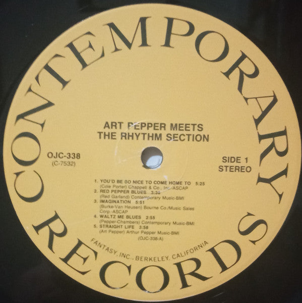 Art Pepper : Art Pepper Meets The Rhythm Section (LP, Album, RE, RM)