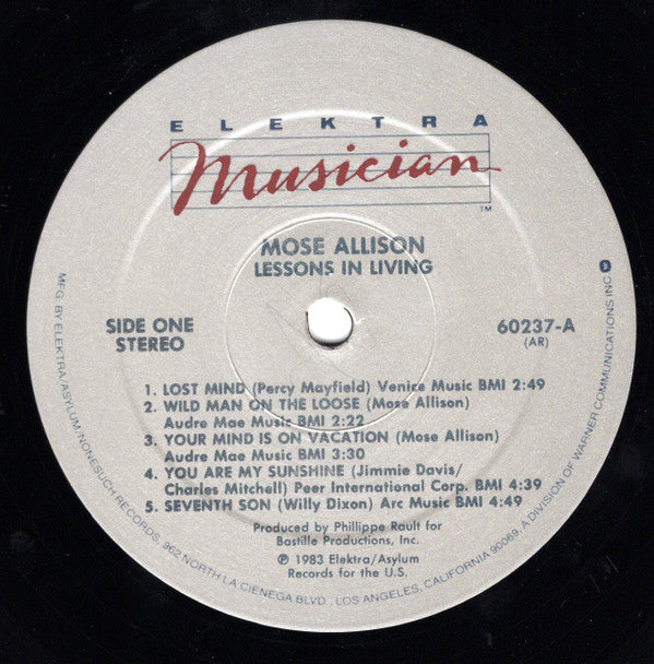 Mose Allison : Lessons In Living (LP, Album, AR )