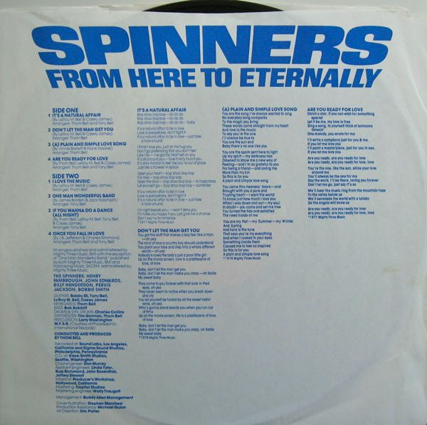 Spinners : From Here To Eternally (LP, Album, RI)