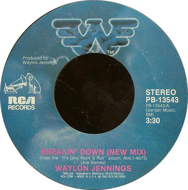 Waylon Jennings : Breakin' Down (New Mix) (7", Styrene, Ind)