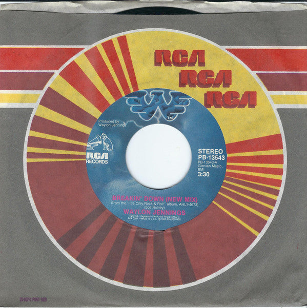 Waylon Jennings : Breakin' Down (New Mix) (7", Styrene, Ind)
