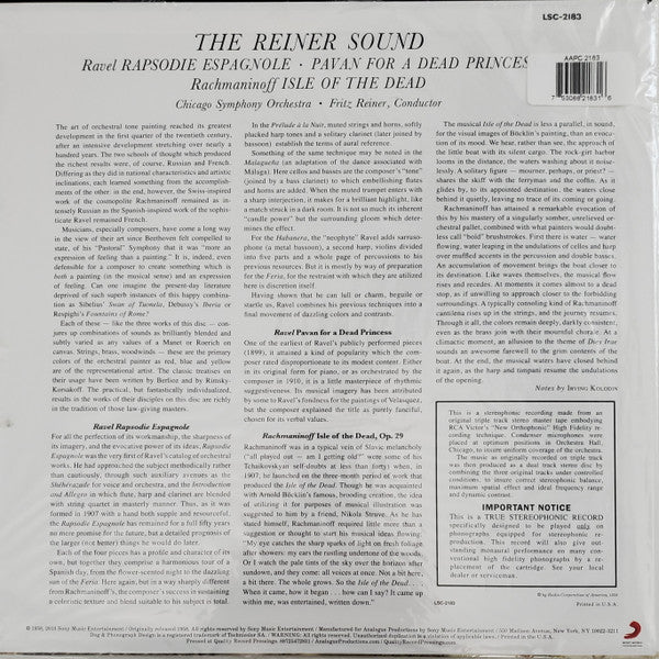 Fritz Reiner, Chicago Symphony* : The Reiner Sound (LP, Album, Ltd, RE, RM, RP, 180)