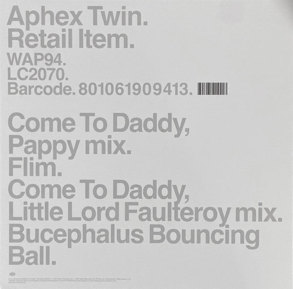 Aphex Twin : Come To Daddy (12", Single, RE, RP)