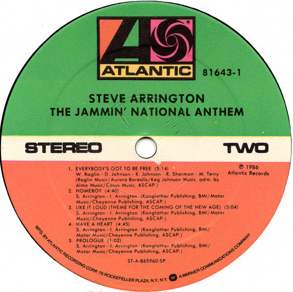 Steve Arrington : The Jammin' National Anthem (LP, Album, Spe)