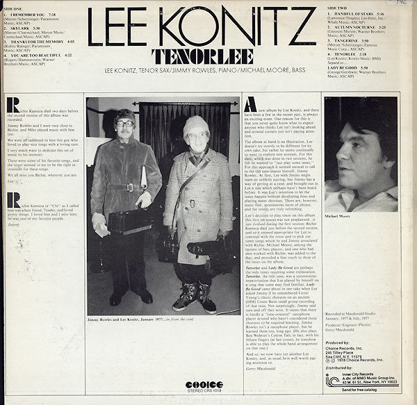 Lee Konitz : Tenorlee (LP, Album)