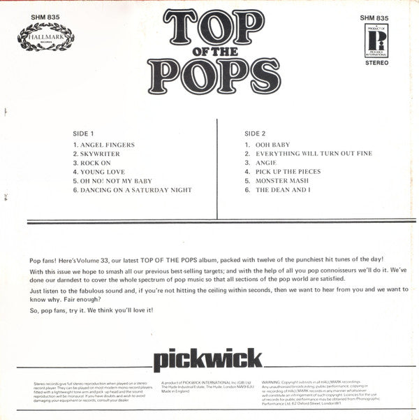 The Top Of The Poppers : Top Of The Pops Vol. 33 (LP)